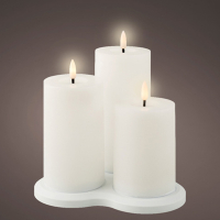 Lumineo Oplaadbare led kaarsen | 7,5 x 10 cm, 12,5 cm, 17 cm | Wit | 3D vlam | 3 stuks | Lumineo  LLU00245