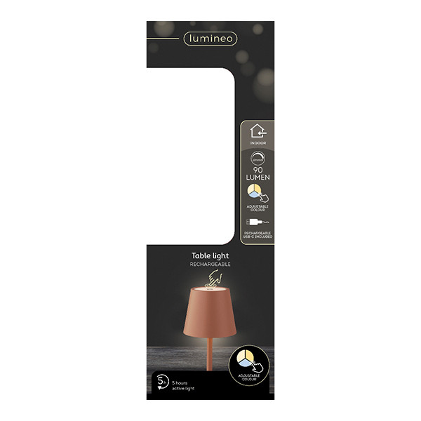 Oplaadbare tafellamp | 27 cm | Instelbaar wit | Terracotta | Lumineo LLU00318 - 3