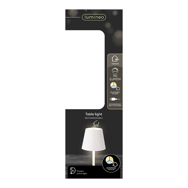 Oplaadbare tafellamp | 27 cm | Instelbaar wit | Wit | Lumineo LLU00319 - 3
