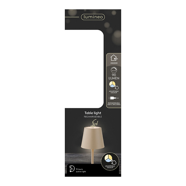 Oplaadbare tafellamp | 27 cm | Instelbaar wit | Zandkleur | Lumineo LLU00316 - 3