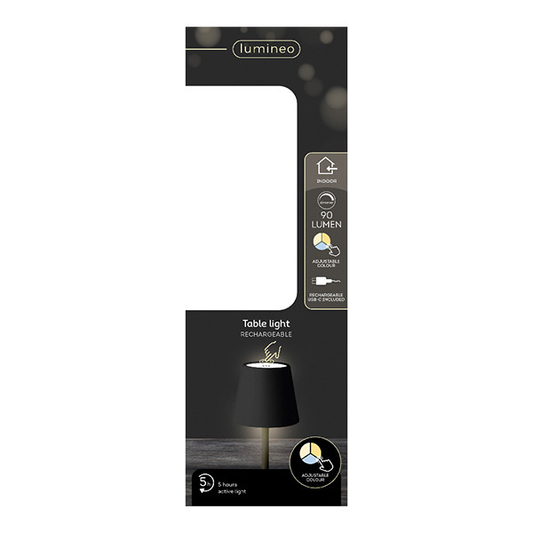 Oplaadbare tafellamp | 27 cm | Instelbaar wit | Zwart | Lumineo LLU00320 - 3
