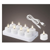 Oplaadbare waxinelichtjes | 4 x 4.5 cm | Wit | Bewegende vlam | 8 stuks | Lumineo