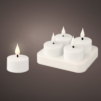 Lumineo Oplaadbare waxinelichtjes | 4 x 5.2 cm | Wit | Bewegende vlam | 4 stuks | Lumineo  LLU00264