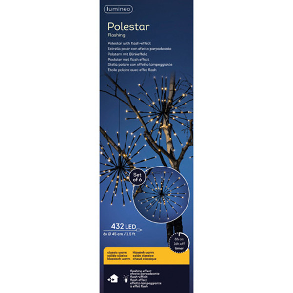 Poolsterren kerstverlichting | Ø 45 cm | Extra warm wit | 432 lampjes | 6 stuks | Lumineo LLU00208 - 3