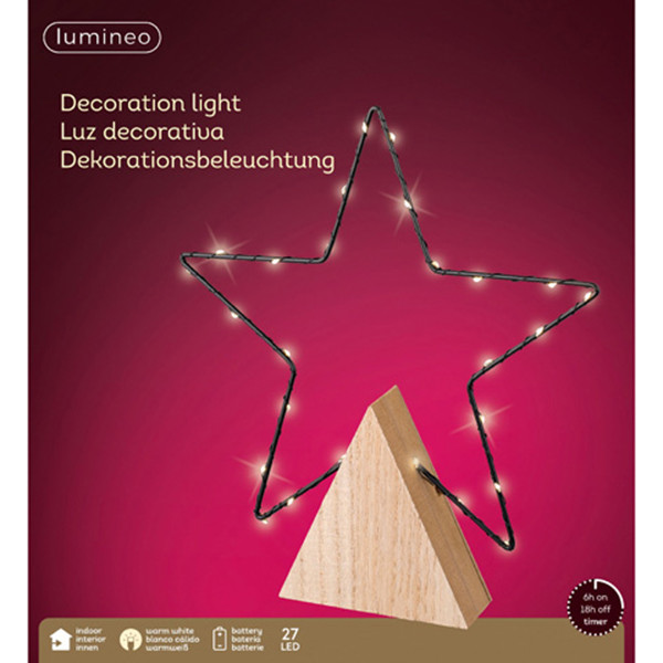 Lumineo Tafeldefocatie kerstster op batterijen | 27 x 30 cm | 27 lampjes | Lumineo  LLU00222 - 4