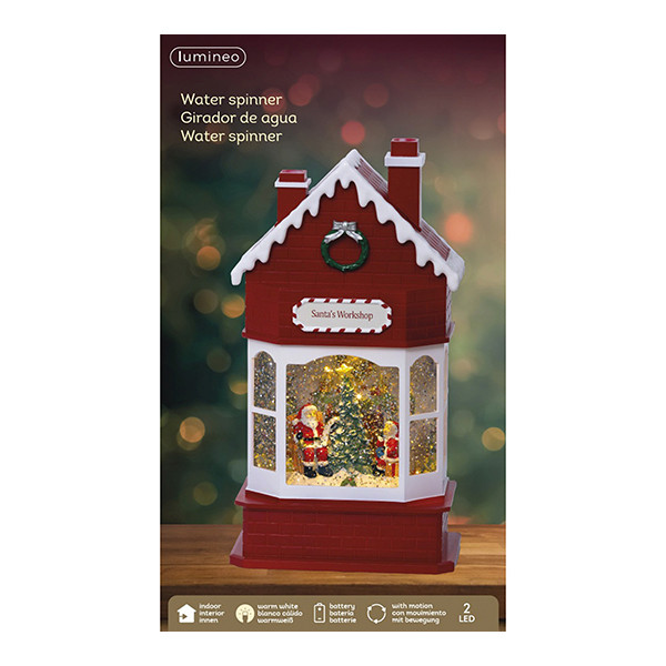 Waterspinner met beweging | Huis | 28.8 cm | Rood| Lumineo LLU00436 - 2