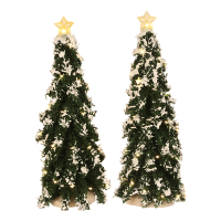 Luville Besneeuwde naaldboom met lampjes | 2x AA | 9 x 25 cm | 2 stuks LLU10054