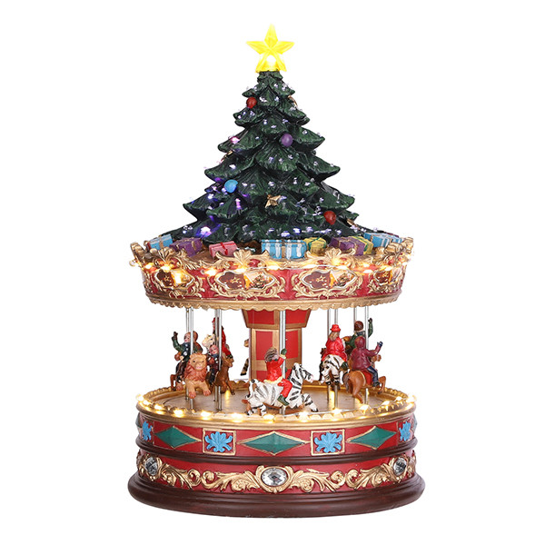 Luville Carrousel met kerstboom bovenop | Inclusief adapter | 22 x 22 x 35 cm LLU10061 - 1