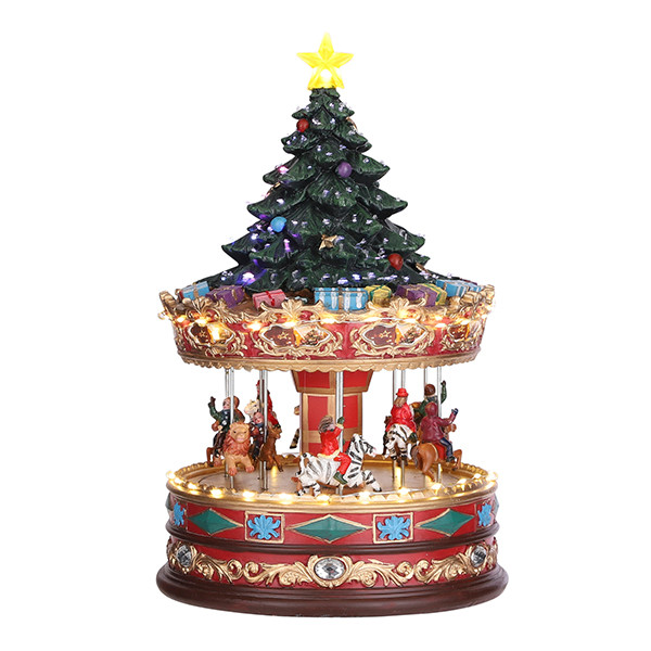 Luville Kersthuisje | Carrousel met kerstboom | 200 lumen | Warm wit | 35 cm LLU10061 - 1