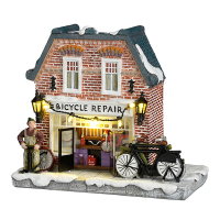 Luville Kersthuisje | Fietsenmaker op batterijen | Warm wit | 14.5 cm LLU10127