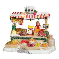 Luville Kersthuisje | Fruitkraam op batterijen | Multicolor | 11 cm LLU10129