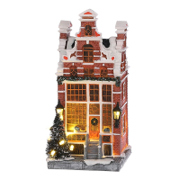 Luville Kersthuisje | Grachtenpand winkel op batterijen | 18 cm LLU10070
