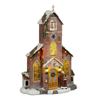 Luville Kersthuisje | Kerk op batterijen | Warm wit | 33 cm LLU10124