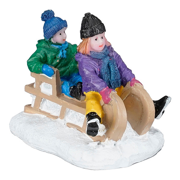Luville Kersthuisje | Kinderen op de slee | 4.5 cm LLU10253 - 1