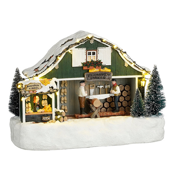 Luville Kersthuisje | Klompen maker op batterijen | Warm wit | 19 cm LLU10173 - 1