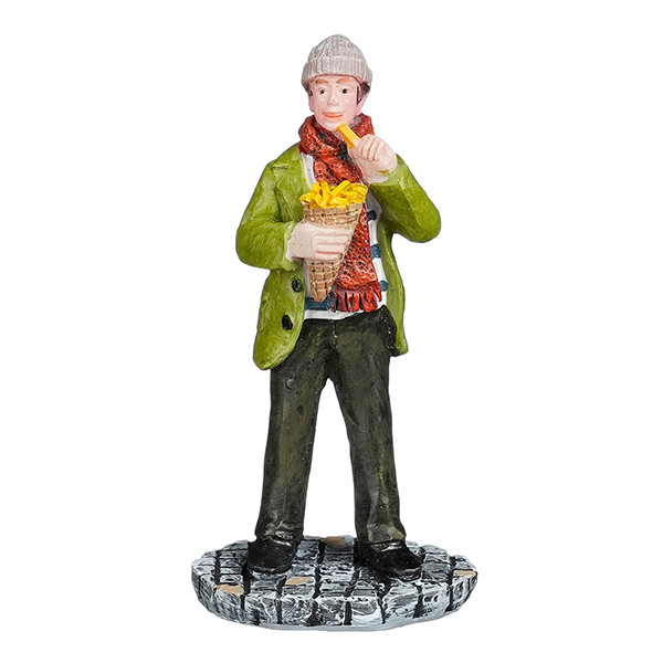 Luville Kersthuisje | Marktbezoeker eet frietje | 7 cm LLU10210 - 1