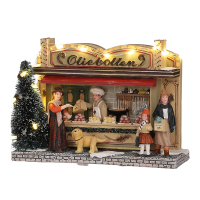 Luville Kersthuisje | Oliebollenkraam op batterijen | 20 lumen | Warm wit | 11.5 cm LLU10071