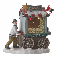 Luville Kersthuisje | Popcornkraam op batterijen | 10 lumen | Multicolor | 12 cm LLU10048
