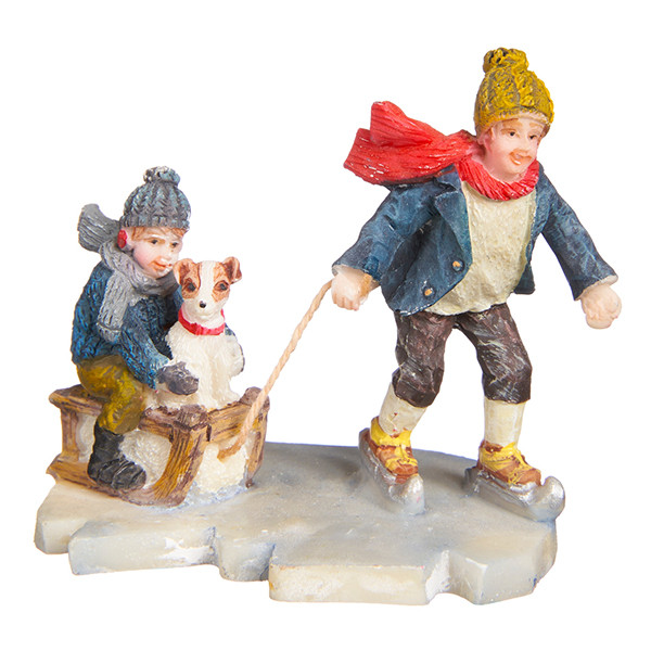 Luville Kersthuisje | Schaatstende kinderen | 6 cm LLU10018 - 1