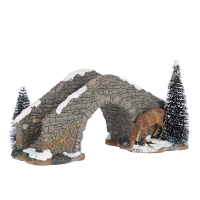 Luville Kersthuisje | Stenen brug met hert | 13 cm LLU10283