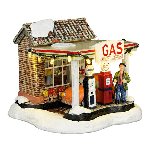 Luville Kersthuisje | Tankstation op batterijen | Warm wit | 11 cm LLU10130 - 1