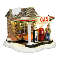 Luville Kersthuisje | Tankstation op batterijen | Warm wit | 11 cm LLU10130
