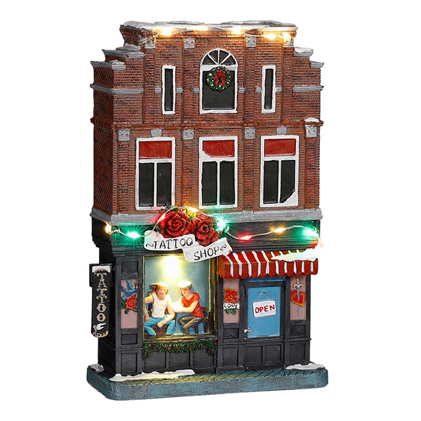 Luville Kersthuisje | Tattoo shop op batterijen | Multicolor | 25 cm LLU10092 - 1