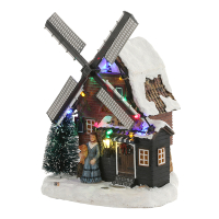 Luville Kersthuisje | Windmolen op batterijen | 30 lumen | Multicolor | 21 cm LLU10036