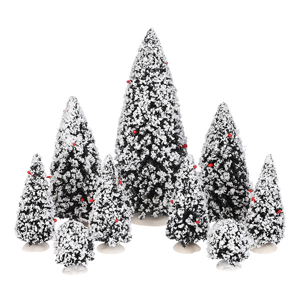 Luville Kersthuisje | Wintergroene boom assorti | 22.5 cm | 9 stuks LLU10289 - 1