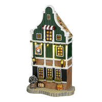 Luville Kersthuisje | Zaanse Schans facade op batterijen | Warm wit | 27 cm LLU10160