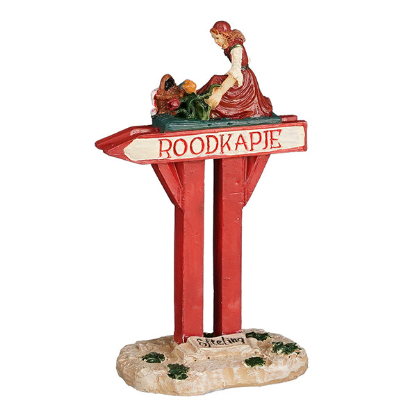 Luville Kersthuisje Efteling | Roodkapje wegwijzer | 8 cm LLU10183 - 1