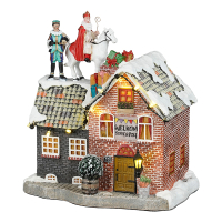 Luville Sinterklaas | Sinterklaas op het dak | 17,5 x 13 x 19 cm | Warm wit LLU10200