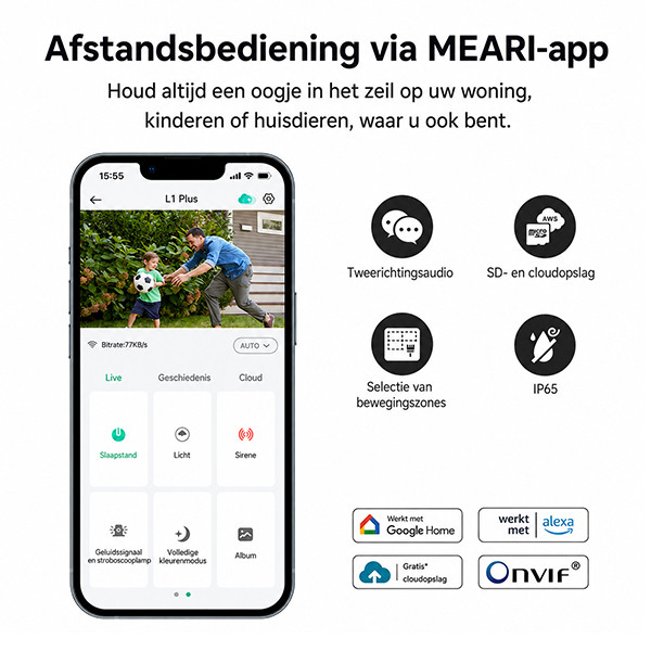 Meari Beveiligingscamera L1 Plus | 4MP | IP65 | WiFi | Wit LME00003 - 2