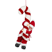 Mica Decorations Kerstman Hangend | Beweging en muziek op batterijen | 30 x 21 x 58 cm | Rood LBB00291