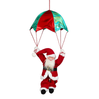 Mica Decorations Kerstman Parachute | Beweging en muziek op batterijen | 35 x 35 x 66 cm | Rood LBB00292