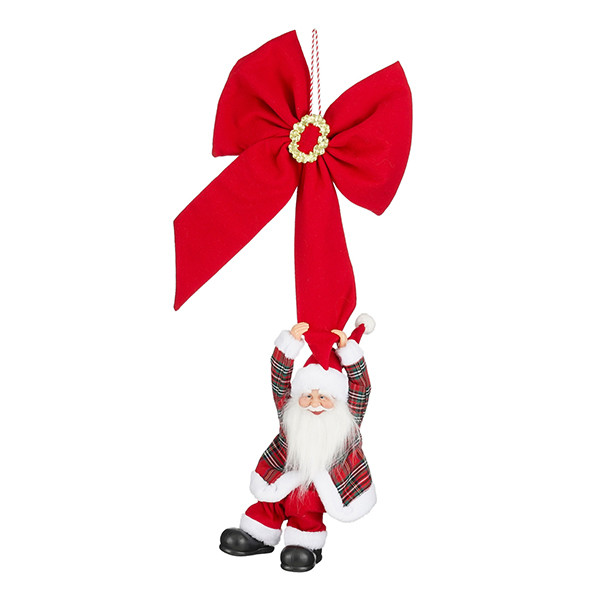 Mica Decorations Kerstman Strik | Beweging en muziek op batterijen | 38 x 15 x 90 cm | Rood LBB00289 - 1