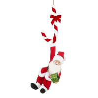 Mica Decorations Kerstman Zuurstok Hangend | Beweging en muziek op batterijen | 35 x 15 x 77 cm | Rood LBB00290