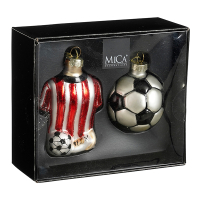 Mica Decorations Ornament Bal T-shirt | Set van 2 | 14,5 x 12,5 x 6 cm | Rood LBB00278