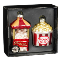 Mica Decorations Ornament Popcorn Karretje | Set van 2 | 13,5 x 12,5 x 6 cm | Rood LBB00284