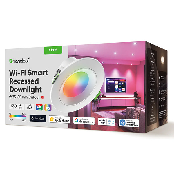 Nanoleaf Essentials Smart Downlight | Ø 7,6 cm | RGB + 2700-6500K | WiFi | 8.5W | 4 stuks LNA00101 - 3