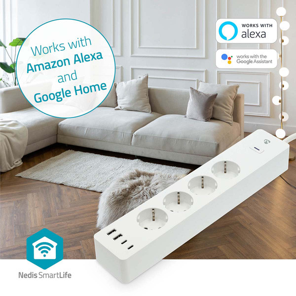 Nedis Nedif SmartLife Slimme stekkerdoos met energiemeter | Max. 3680W | Wit  LNE00194 - 3