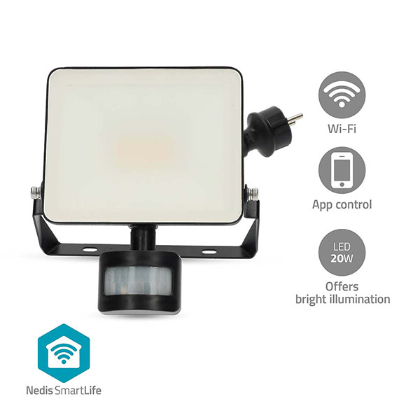 Nedis Slimme breedstraler met sensor | Vierkant | IP44 | WiFi (Tuya) | Zwart | 20W LNE00227 - 5