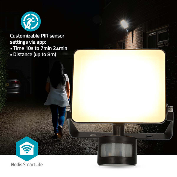 Nedis Slimme breedstraler met sensor | Vierkant | IP44 | WiFi (Tuya) | Zwart | 20W LNE00227 - 8