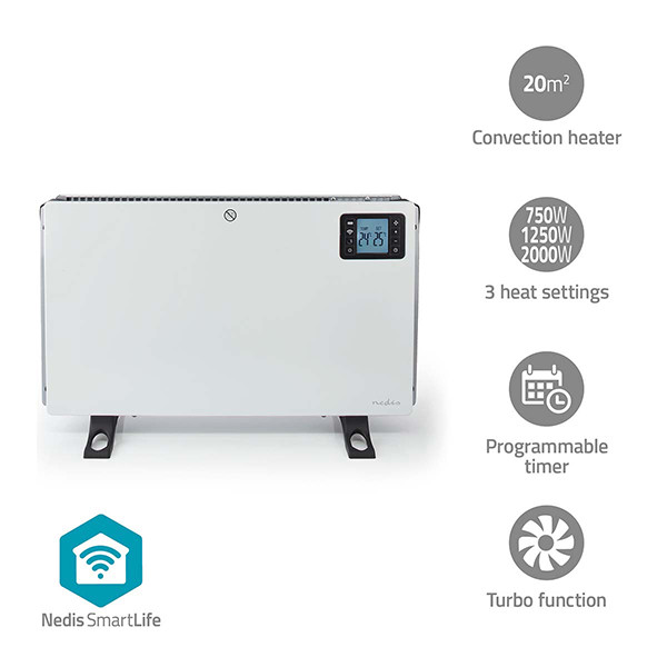 Nedis Slimme convectorkachel | Instelbare thermostaat | WiFi (Tuya) | Wit | 2000W LNE00206 - 5