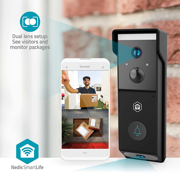 Nedis Slimme dual cam deurbel inclusief gong | Batterijvoeding | 2x 1080p | Zwart | IP54 | WiFi (Tuya) LNE00214 - 6