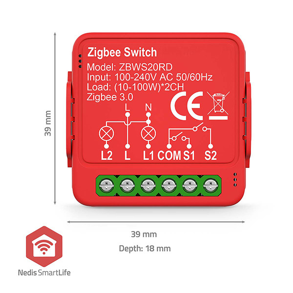 Nedis Slimme inbouwmodule | Dubbele schakelaar | Zigbee | 2x100W LNE00249 - 5