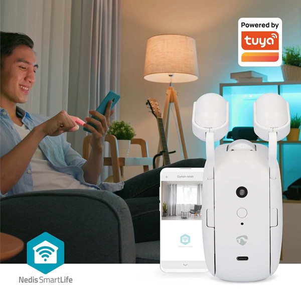Nedis SmartLife Gordijnrobot | Roede | Batterij/USB | 4000 mAh | Bluetooth | Wit  LNE00184 - 4