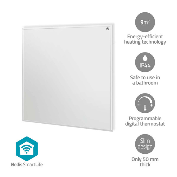 Nedis SmartLife slimme paneel verwarmer 350W | 60x60 cm | IP44 | Wit  LNE00154 - 2