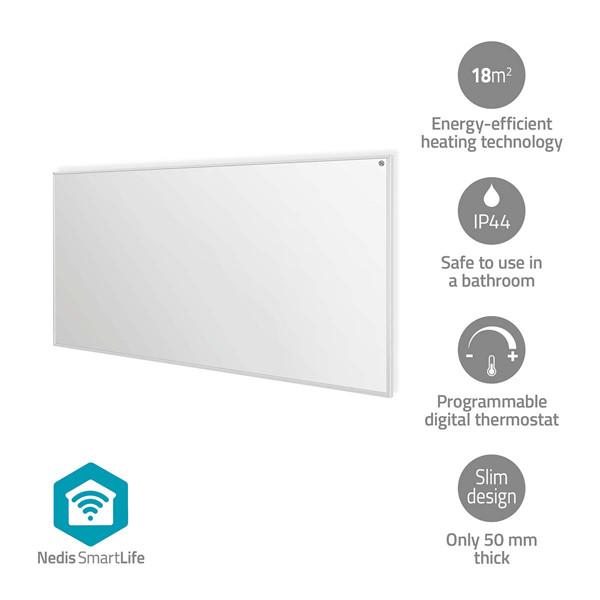 Nedis SmartLife slimme paneel verwarmer 700W | 60x120 cm | IP44 | Wit  LNE00155 - 2