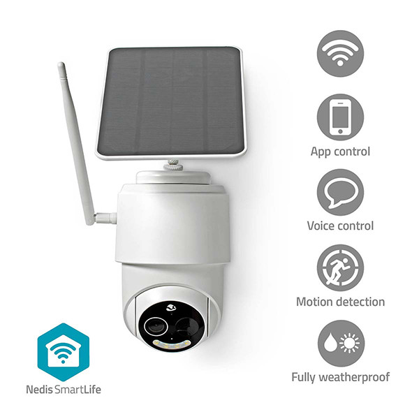 Nedis Smart beveiligingscamera met zonnepaneel | Full HD 1080p | IP65 | Wit  LNE00137 - 2